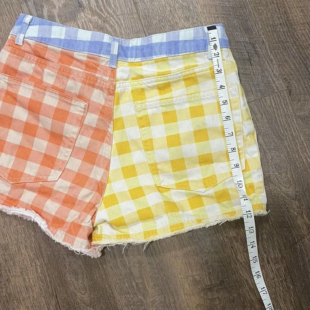 Anthropologie FARM RIO Gingham Cutoff Raw Denim Shorts Womens Small Multicolor - Picture 6 of 9